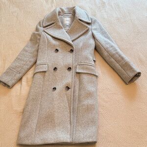 Women's Grey Double-Breasted Coat